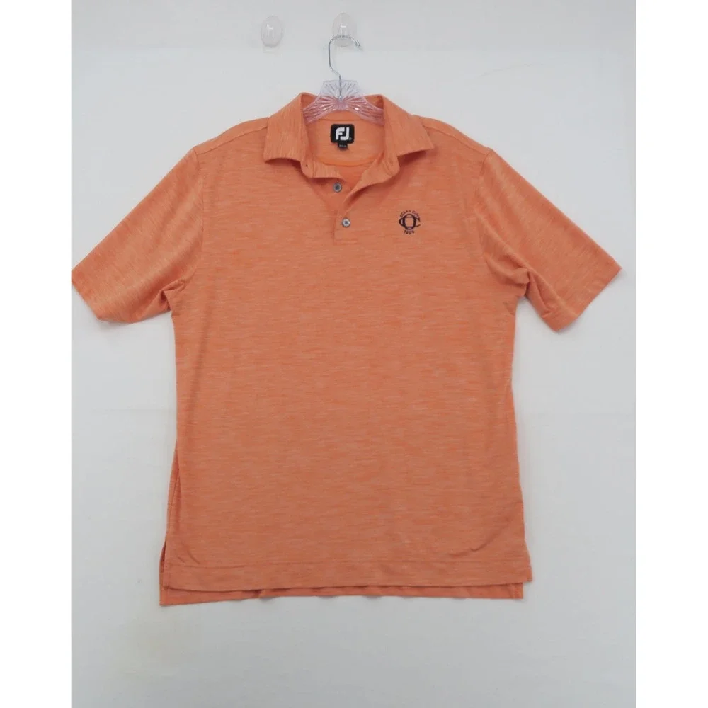 FootJoy Mens‎ ProDry Golf Polo Shirt Orange Space Dye Ocean City Logo Small S